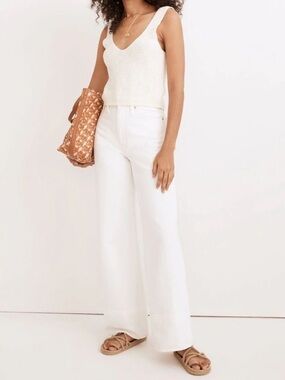 Madewell White SuperWide Leg Jeans